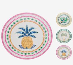 Στρογγυλό σουπλά με τροπικά prints (3σχ.)38cm