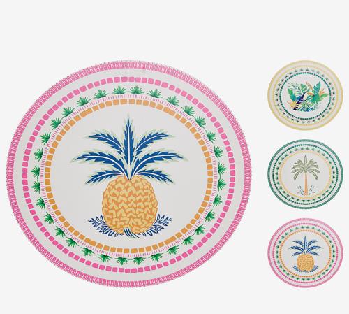 Στρογγυλό σουπλά με τροπικά prints (3σχ.)38cm