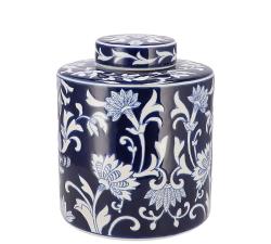Βάζο με καπάκι floral σε μπλε/λευκό χρ.,26cm