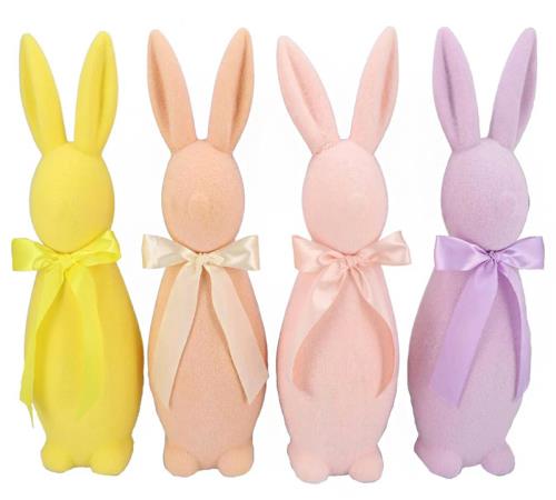 Πασχαλινά χνουδωτά κουνέλια 4 παστελ χρ.,42cm