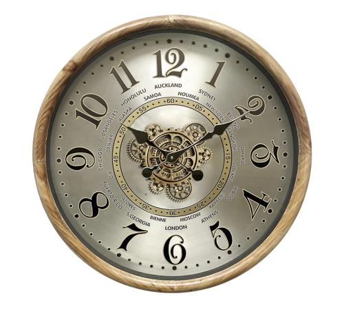Μηχανικό ρολόι "international time" ξύλινο 50cm