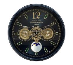 Μηχανικό ρολόι μαύρο με χρυσά γρανάζια,50cm