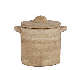 Παλαιωμένο διακοσμητικό δοχείο μπεζ χρ., 17cm