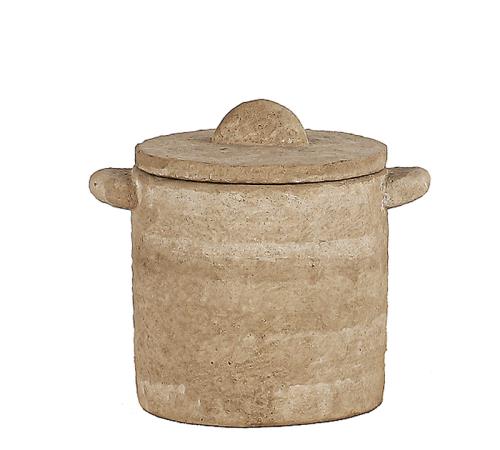 Παλαιωμένο διακοσμητικό δοχείο μπεζ χρ., 17cm