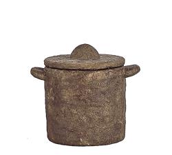 Παλαιωμένο διακοσμητικό δοχείο καφέ χρ., 13cm