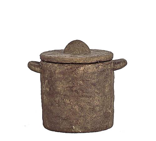 Παλαιωμένο διακοσμητικό δοχείο καφέ χρ., 13cm