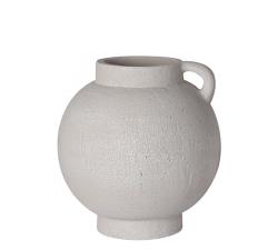 Στρογγυλό βάζο με λαβή,υφή πέτρας λευκό 18,5cm