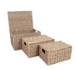 Σετ 3 μπαούλο Seagrass σε φυσικό χρ.