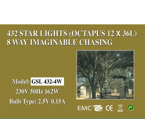 Mini lights 432Φωτ.(χταπόδι 12Χ36φ.) με 8 Πρoγρ./4Ch. πολύχρωμα