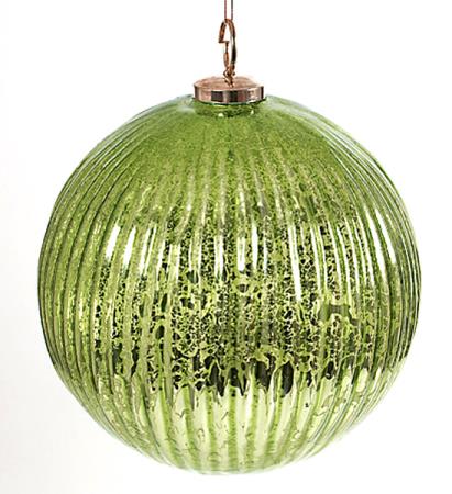 Χριστουγεννιάτικη Χριστουγεννιάτικη Μπάλα Πράσινη 15cm Ραβδωτή