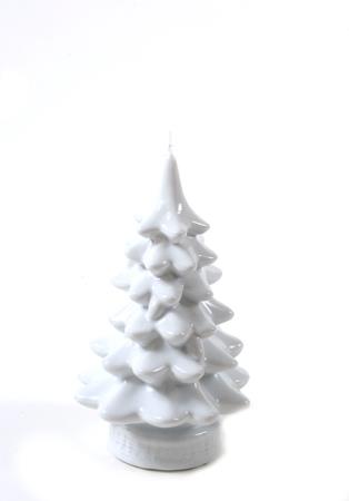 Κερί Χριστουγεννιάτικο Δέντρο Γυαλίστερό Λευκό 16cm