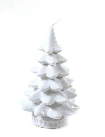 Κερί Χριστουγεννιάτικο Δέντρο Γυαλίστερό Λευκό 20cm