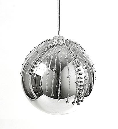 Χριστουγεννιάτικη Μπάλα Ασημί με Διαμάντια 8cm