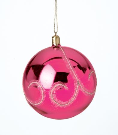 Χριστουγεννιάτικη Μπάλα μεταλλικό Ροζ Ιριζε 8cm