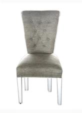 Καρέκλα Μπαροκ Καπιτονέ σε Ύφασμα Γκρι/Μπεζ  & καμπαράδες