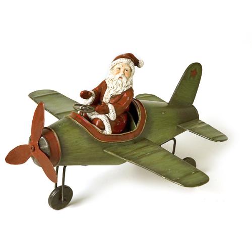 Χριστουγεννιάτικο Διακοσμητικό Άγιος Βασίλης με Αεροπλανο 