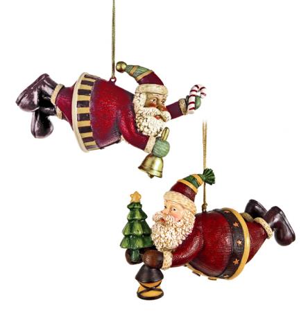Χριστουγεννιάτικο Στολίδι Ιπτάμενος Άγιος Βασίλης 2 σχέδια 12,5cm