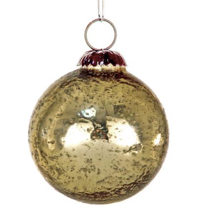 Χειροποίητη Χριστουγεννιάτικη Μπάλα Οξειδωμένο Γυαλί Χρυσό 10cm