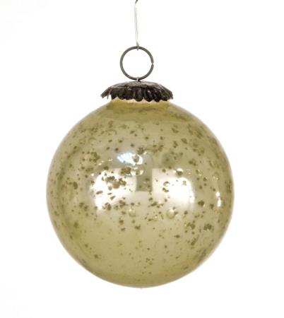 Χειροποίητη Χριστουγεννιάτικη Μπάλα Οξειδωμένο Γυαλί Σαμπανί 10cm