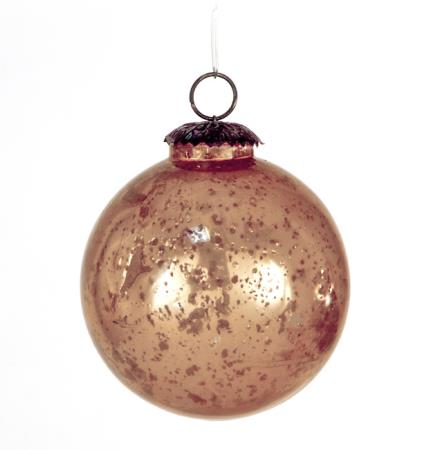 Χειροποίητη Χριστουγεννιάτικη Μπάλα Οξειδωμένο Γυαλί Σωμον 10cm