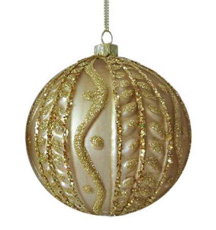 Γυάλινη Χριστουγεννιάτικη Μπάλα Ματ Χρυσό Φύλλο 10cm