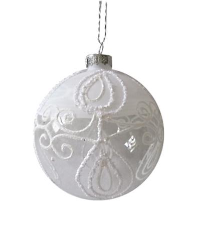 Γυάλινη Χριστουγεννιάτικη Μπάλα "Candy White" 8cm