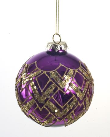Χριστουγεννιάτικη Μπάλα Ματζέντα Χρυσή Παγιέτα 10cm