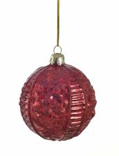 Χριστουγεννιάτικη Μπάλα Κόκκινη Ανάγλυφα σχέδια  8cm