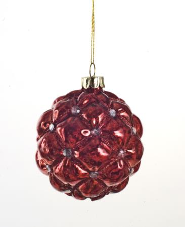 Χριστουγεννιάτικη Μπάλα Αντικέ Κόκκινο με Beads 8cm