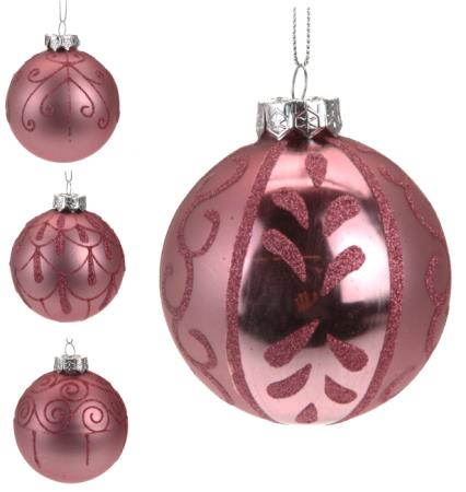 Χριστουγεννιάτικη Μπάλα Φλαμινγκο Ροζ 4 σχέδια 8cm