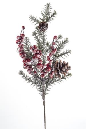 Χιονισμένο κλαδί (P.E) με berries, 43cm