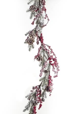 Γιρλάντα  (P.E) με χιιονι & berries, 150cm