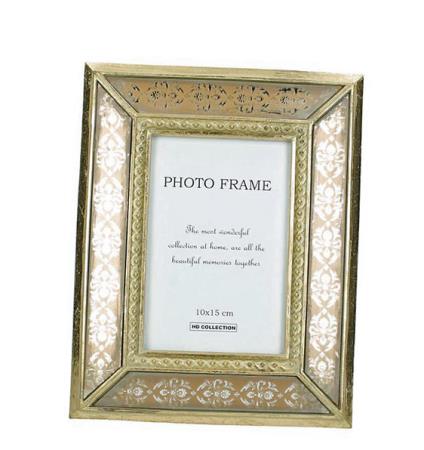 Φωτογραφοθήκη polyresin με κορνίζα καθρέπτη αντικέ χρυσό 10Χ15cm