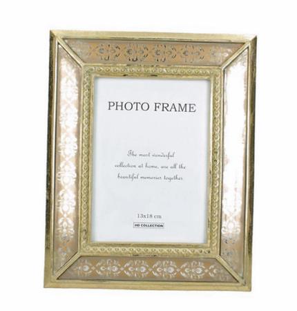 Φωτογραφοθήκη polyresin με κορνίζα καθρέπτη αντικέ χρυσό 13Χ15cm