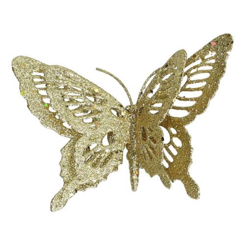 Στολίδι πεταλούδα με κλίπ, χρυσό στρας 15cm