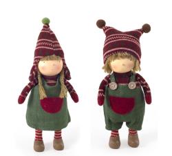 Μάλλινη χειροποίητη κούκλα Αγόρι & Κορίτσι με πλεκτό κασκόλ&καπέλο 38cm