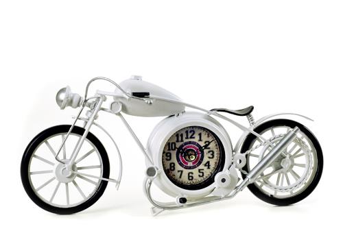 Επιτραπέζιο ρολόι μοτοσυκλέτα. "Vintage" λευκή 44cm