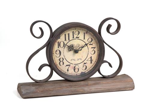 Επιτραπέζιο Vintage Ρολόι σε ξύλινη βάση 31x19,5cm