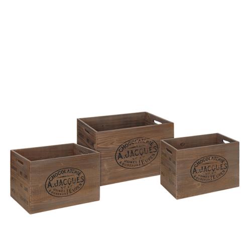 Ξύλινα κουτιά αποθήκευσης με print Σετ 3 τεμ. 31/34/37cm