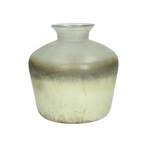 Γυάλινο βάζο με ειδική επεξεργασία σε κρεμ/χρυσό 16,5cm