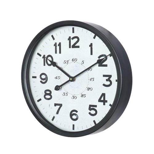 Μεταλλικό ρολόι τοιχου σε Loft style, μαύρο 35,5cm