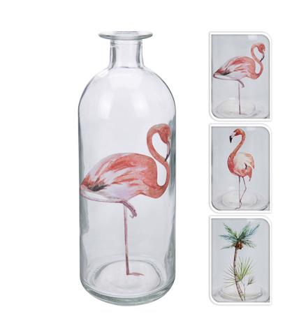 Βάζο με σχέδιο flamingo & φoίνικα 9x27cm
