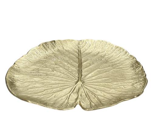 Πιατέλα σχ.φύλλο από αλουμίνιο ματ χρυσό, 23x22cm