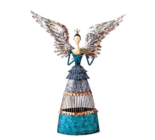 Επιτραπέζιος Άγγελος μπλε/γκρι με χρυσά φτερά 40cm