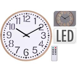 Ρολόι τοιχου χρ.οξυάς, φωτιζόμενο με 12Led & τηλεχειριστήριο