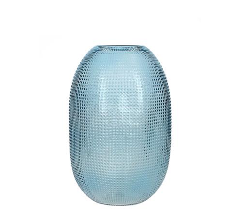 Οβάλ ακανόνιστο γυάλινο βάζο γκρι/μπλε 20cm