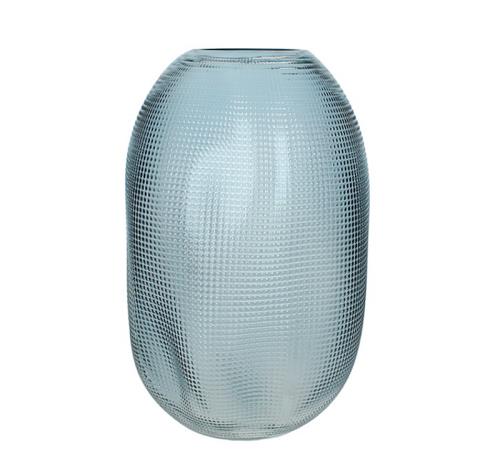 Οβάλ ακανόνιστο γυάλινο βάζο γκρι/μπλε 30cm