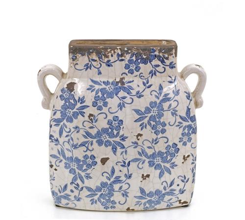 Vintage κεραμικό βάζο, μπλε λουλούδι, 28cm