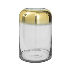 Γυάλινο βάζο κύλινδρος με ντεγκραντέ χρυσή επίστρωση, 27cm
