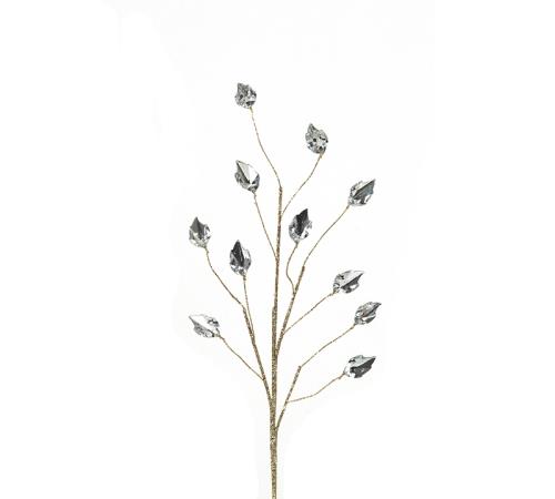 Διακοσμητικό κλαδί με διαμαντάκια σχ.φυλλου, 45cm